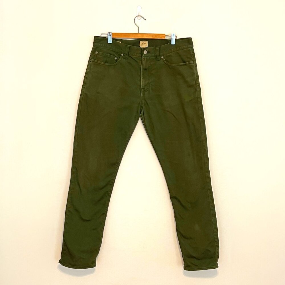 J.Crew - 770 Flannel Lined Pants Mens 34x32 Green Camouflage Lined Slim Straight